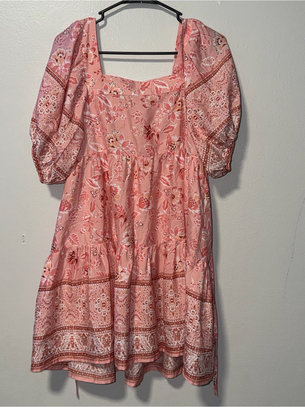 Women's Pink Floral Puff-Sleeve Dress